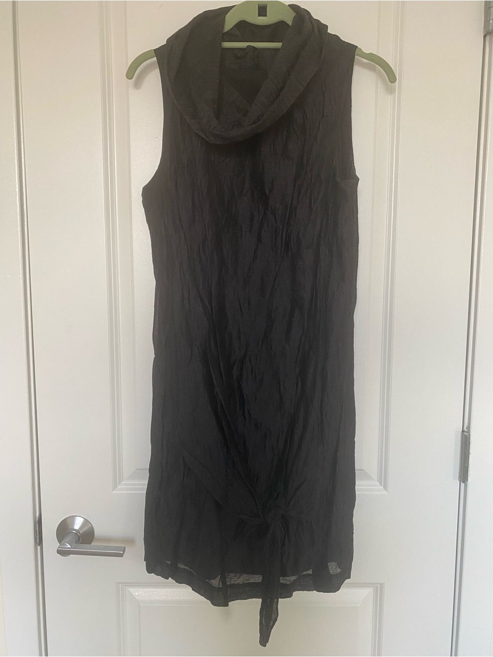 Shin Choi Sleeveless Black Midi Dress with Draped Cowl Neck